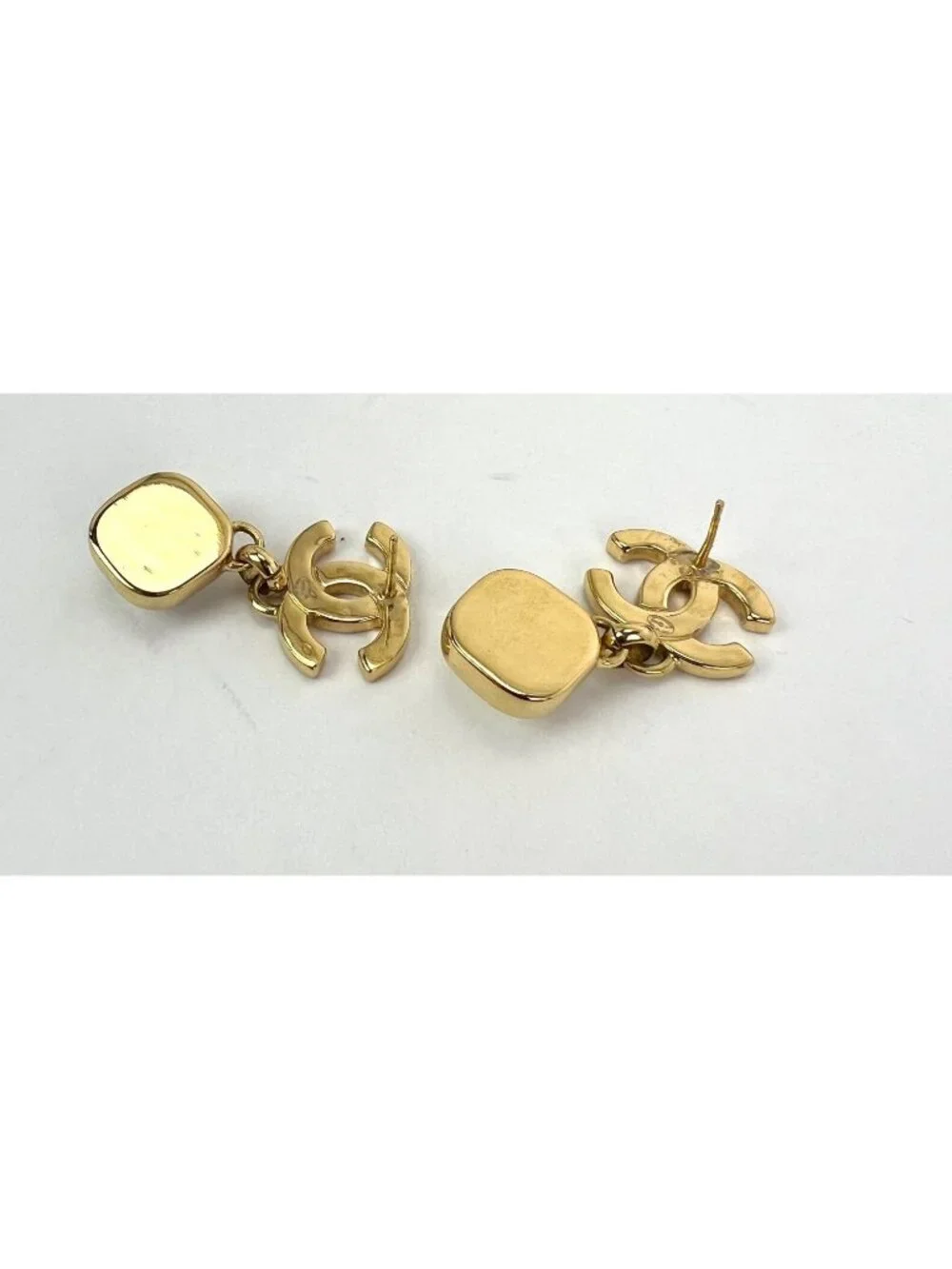 Chanel Gold Crystal CC Pearl Dangle Earrings